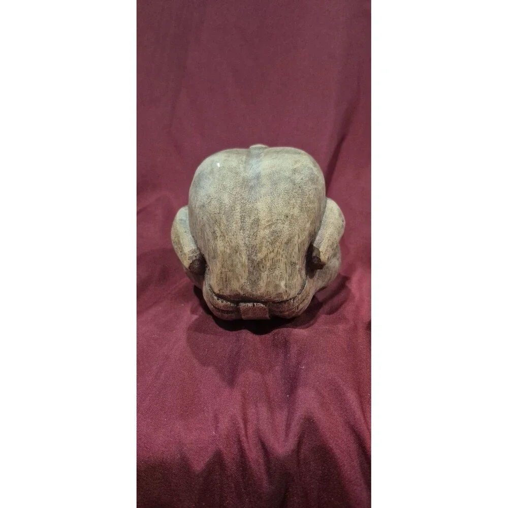 Hand Carved Weeping Buddha Orang Malu Wood Sculpture Yogi Figure 4x4.5 Vintage